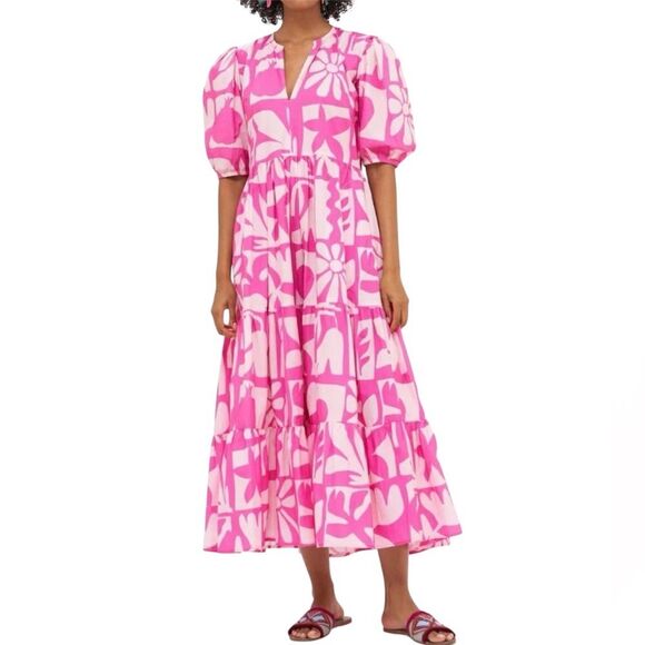 Oliphant Tuckernuck Munthe Puff Sleeve Maxi Dress in Twiggy Pink Floral Size XS - Picture 14 of 14